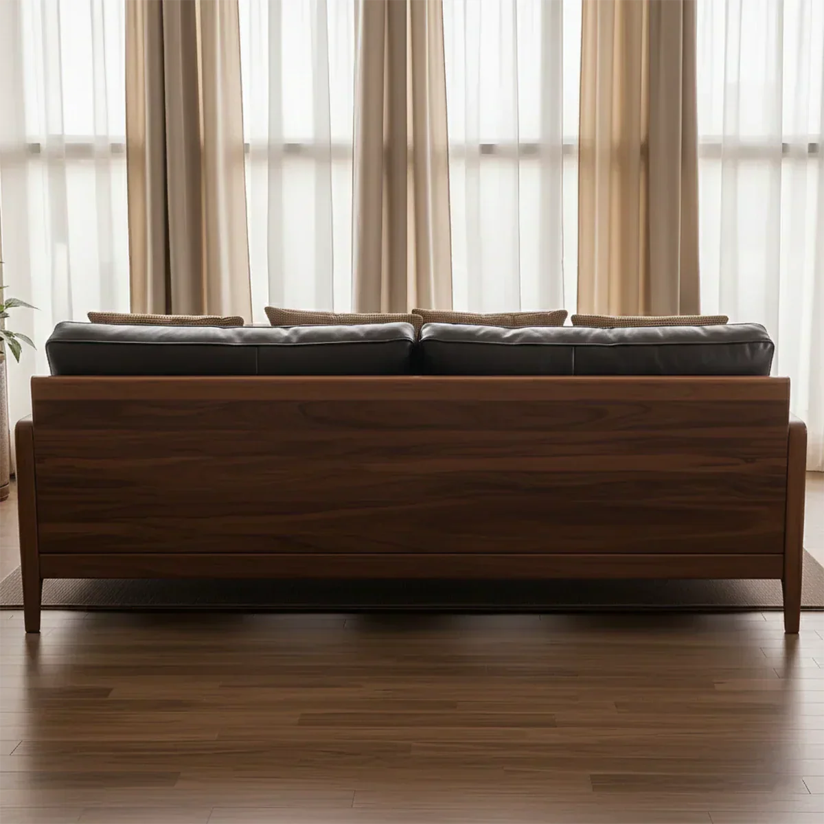 Handcrafted Solid Wood Leather Sofa – Premium Modern Design - Rustiracraft
