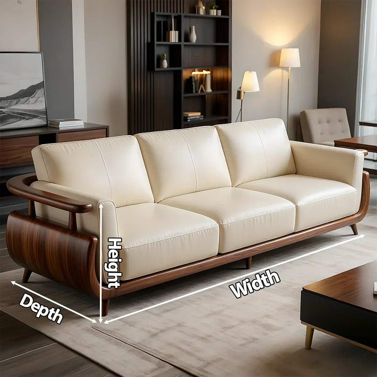 Handcrafted Solid Wood Leather Sofa – Rustic Modern Premium Design - Rustiracraft