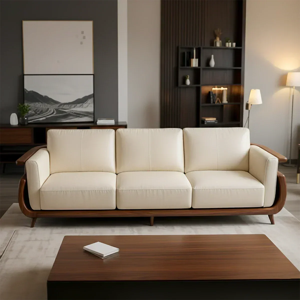 Handcrafted Solid Wood Leather Sofa – Rustic Modern Premium Design - Rustiracraft