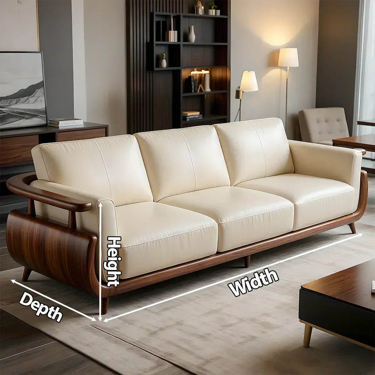 Handcrafted Solid Wood Leather Sofa – Rustic Modern Premium Design - Rustiracraft