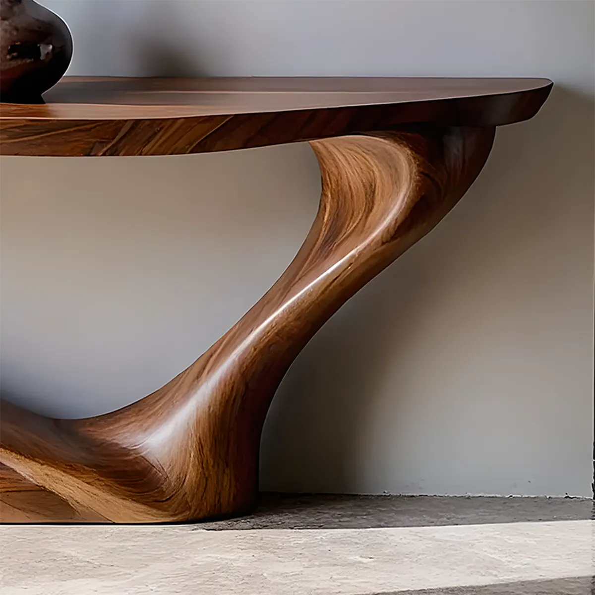 Harmony Arc Walnut Console Table – Handcrafted Elegance - Rustiracraft