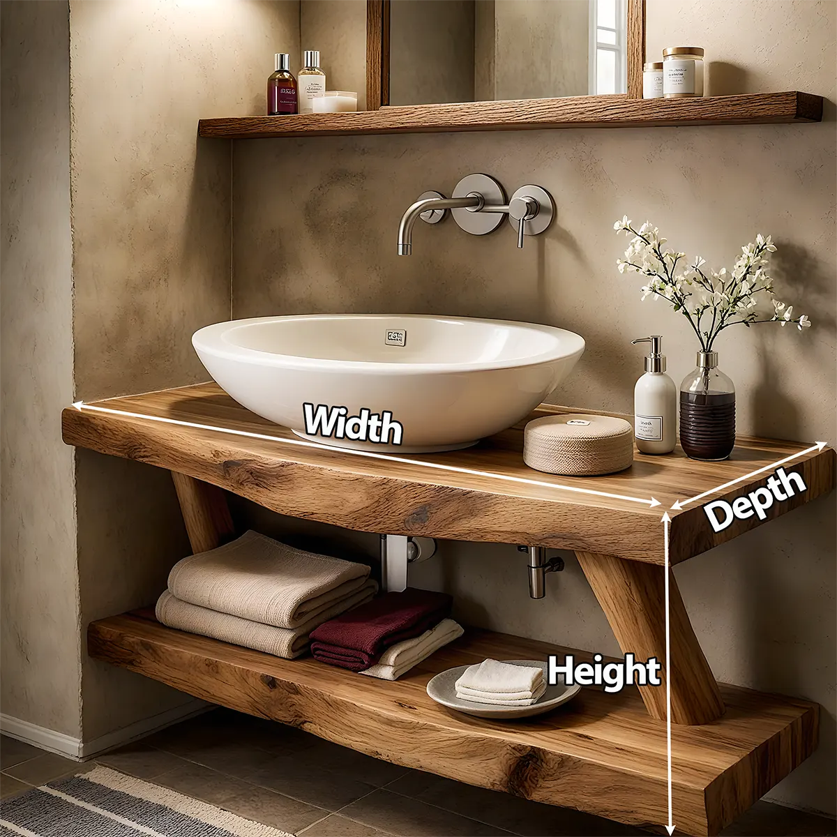 Harmony Oak Vanity – Solid Wood Spa Bathroom Design - Rustiracraft