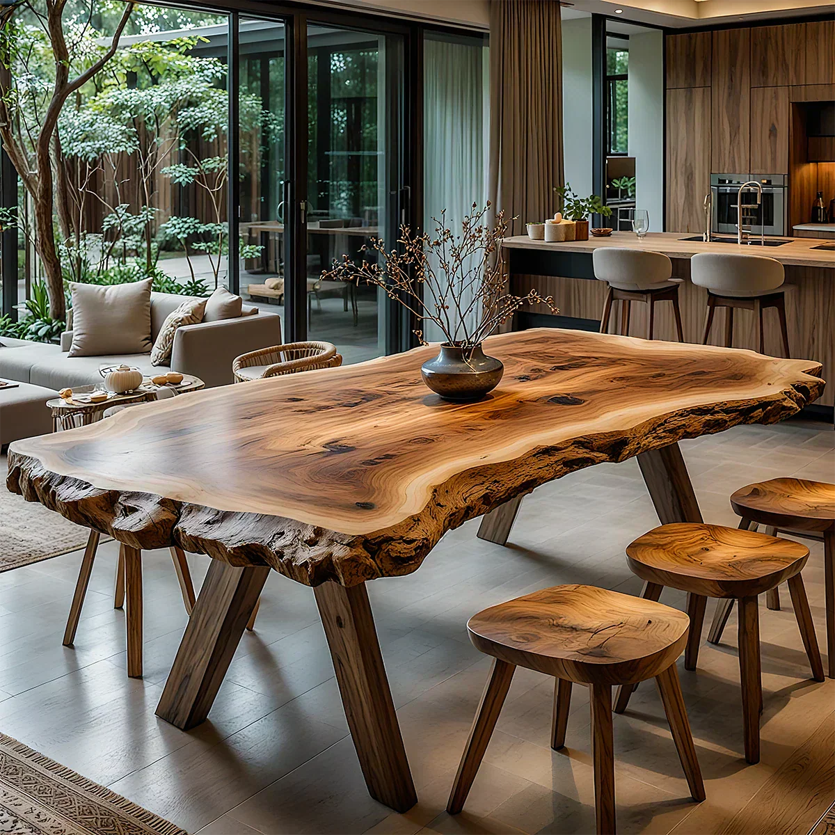 Live Edge Natural Solid Wood Dining Table – Handcrafted Luxury - Rustiracraft