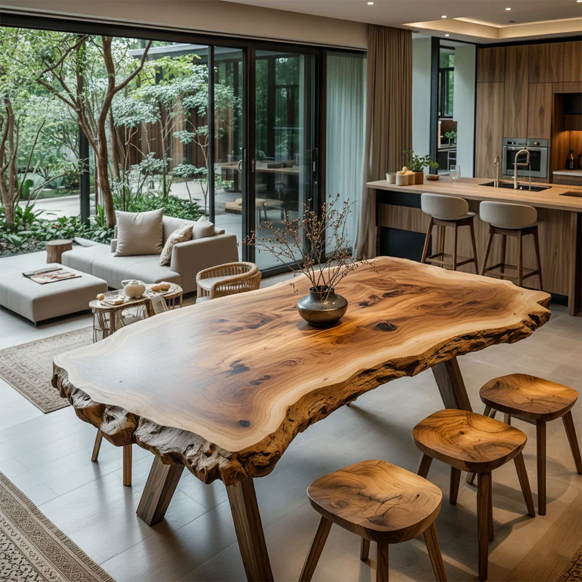 Live Edge Natural Solid Wood Dining Table – Handcrafted Luxury - Rustiracraft