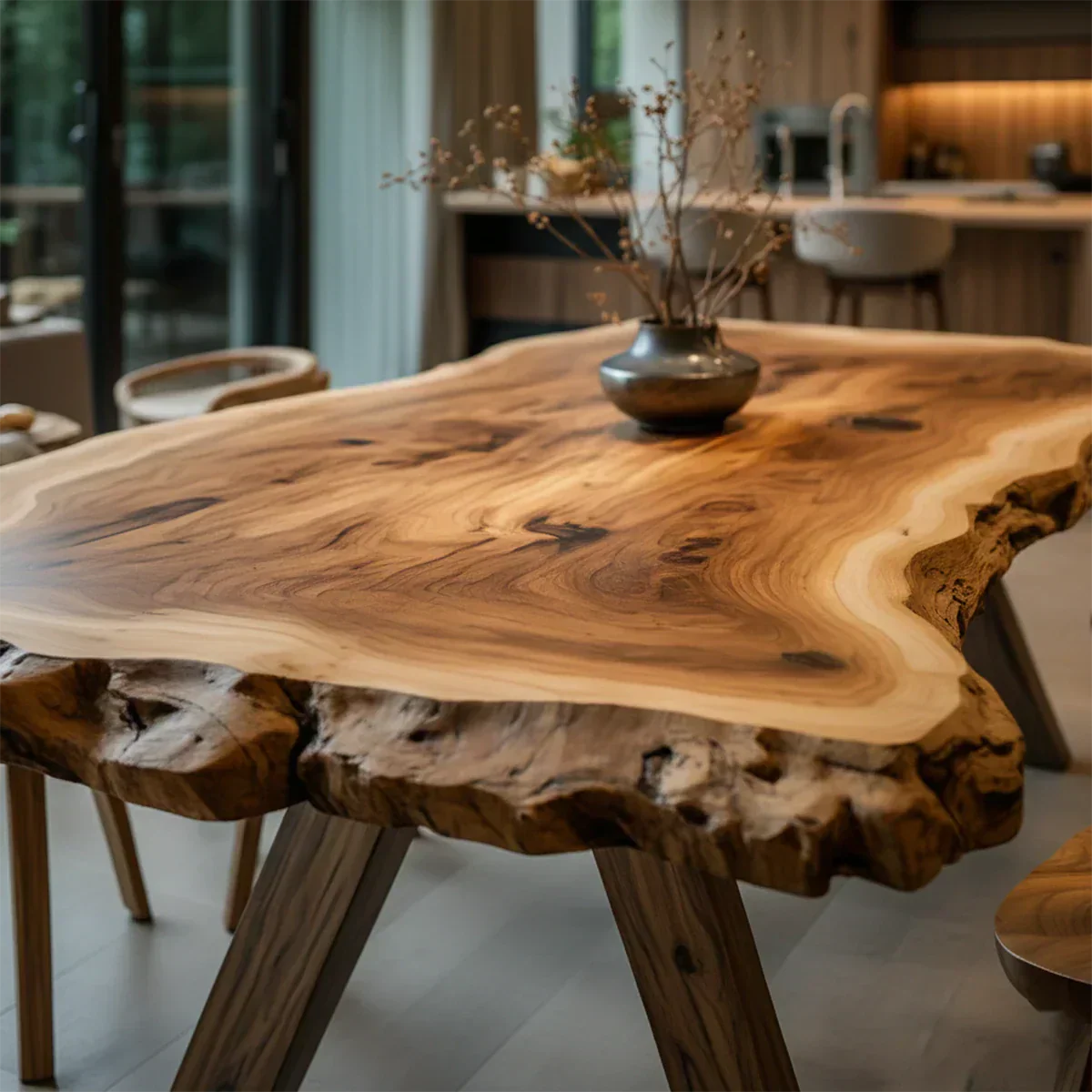 Live Edge Natural Solid Wood Dining Table – Handcrafted Luxury - Rustiracraft