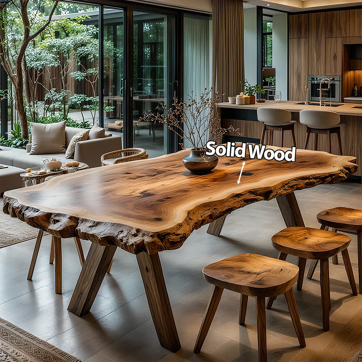 Live Edge Natural Solid Wood Dining Table – Handcrafted Luxury - Rustiracraft