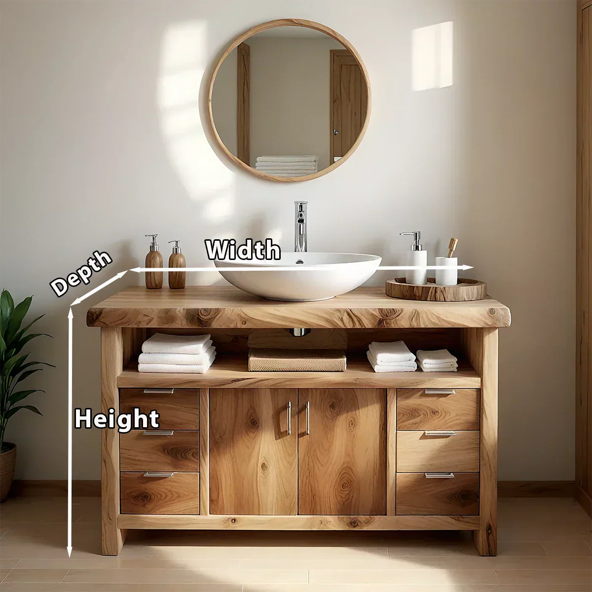 Live Edge Solid Wood Bathroom Vanity – Japandi Rustic Design - Rustiracraft