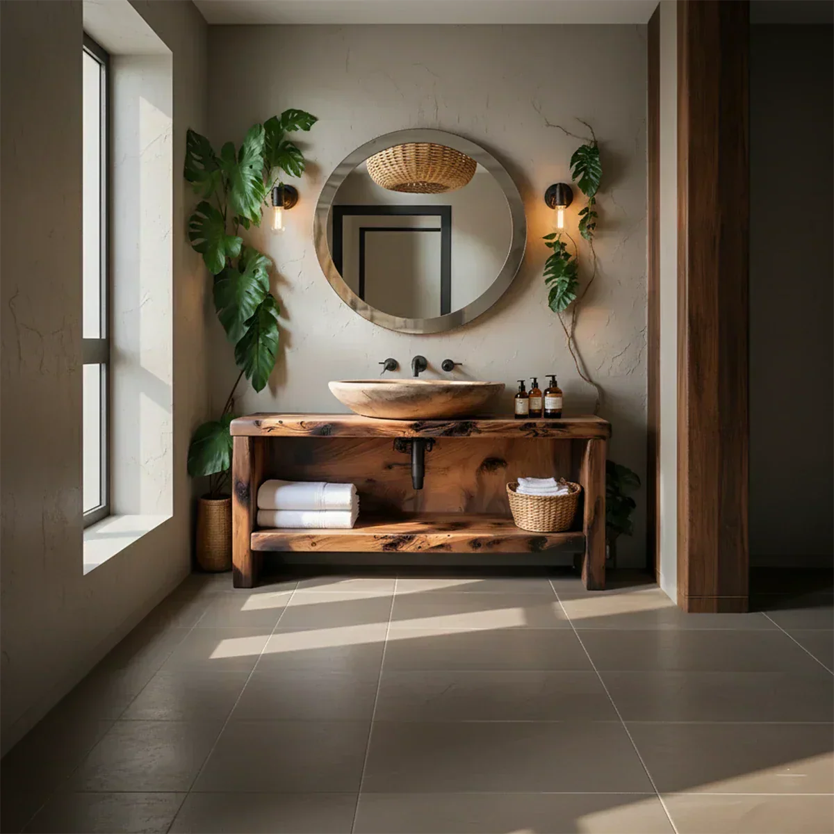Live-Edge Solid Wood Bathroom Vanity - Rustiracraft