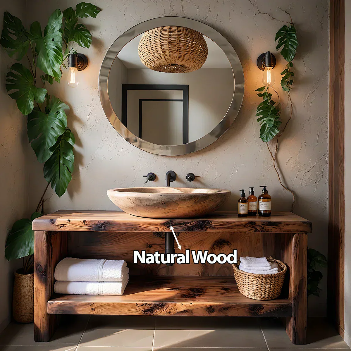 Live-Edge Solid Wood Bathroom Vanity - Rustiracraft