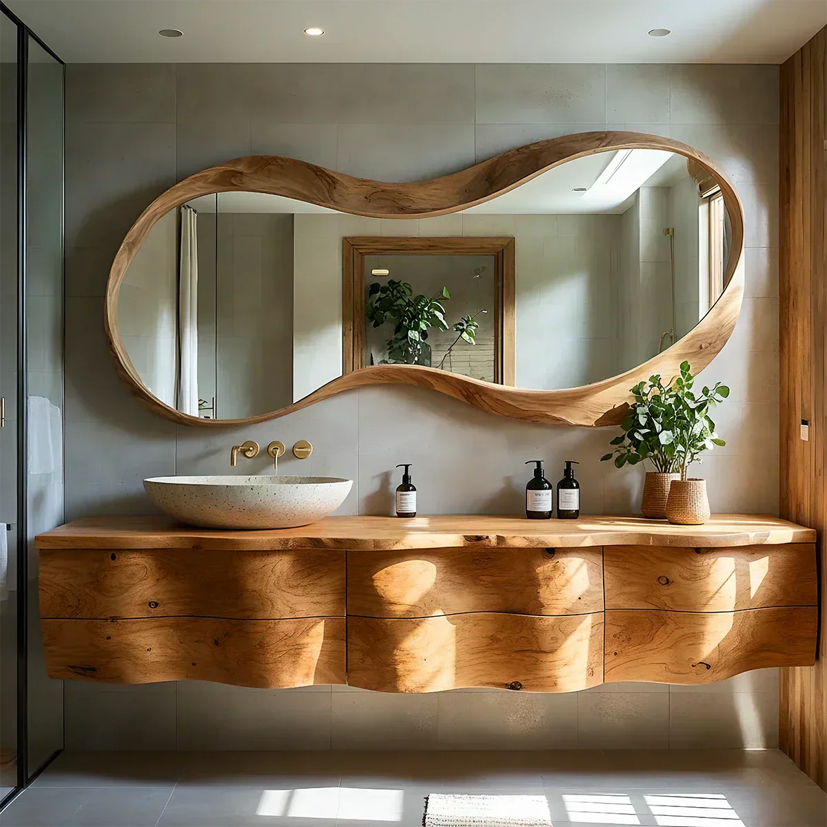 Live Edge Solid Wood Floating Vanity - Rustiracraft