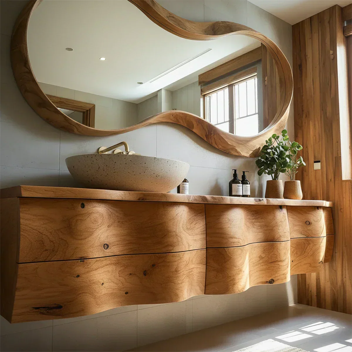Live Edge Solid Wood Floating Vanity - Rustiracraft