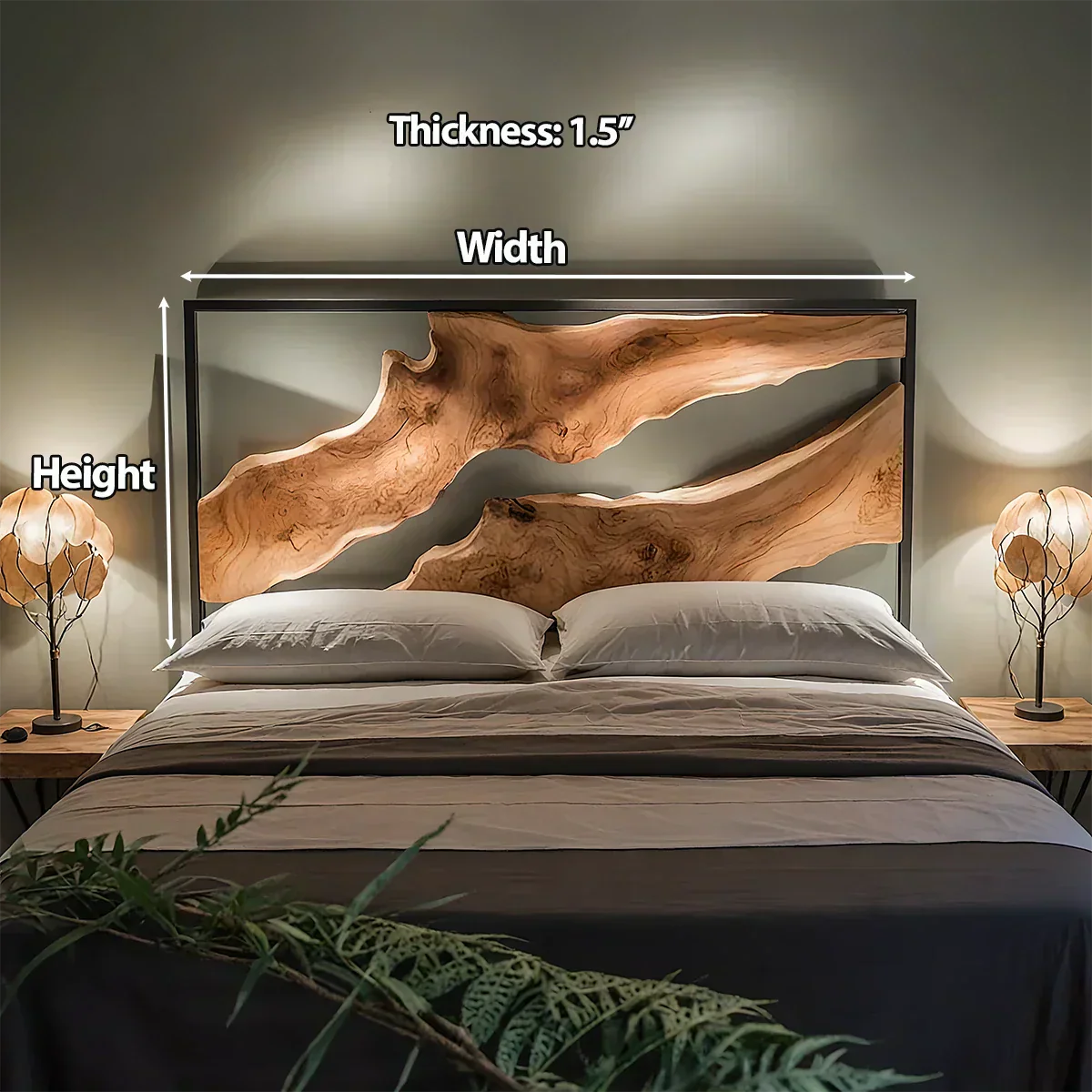 Live Edge Solid Wood Headboard – Sculptural Natural Form - Rustiracraft