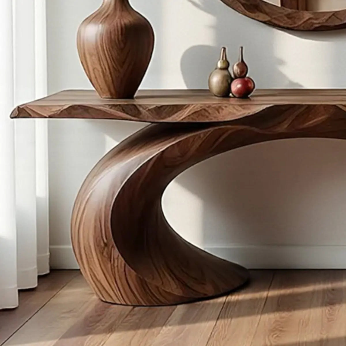 Loop Arc Walnut Console Table – Modern Handcrafted Design - Rustiracraft