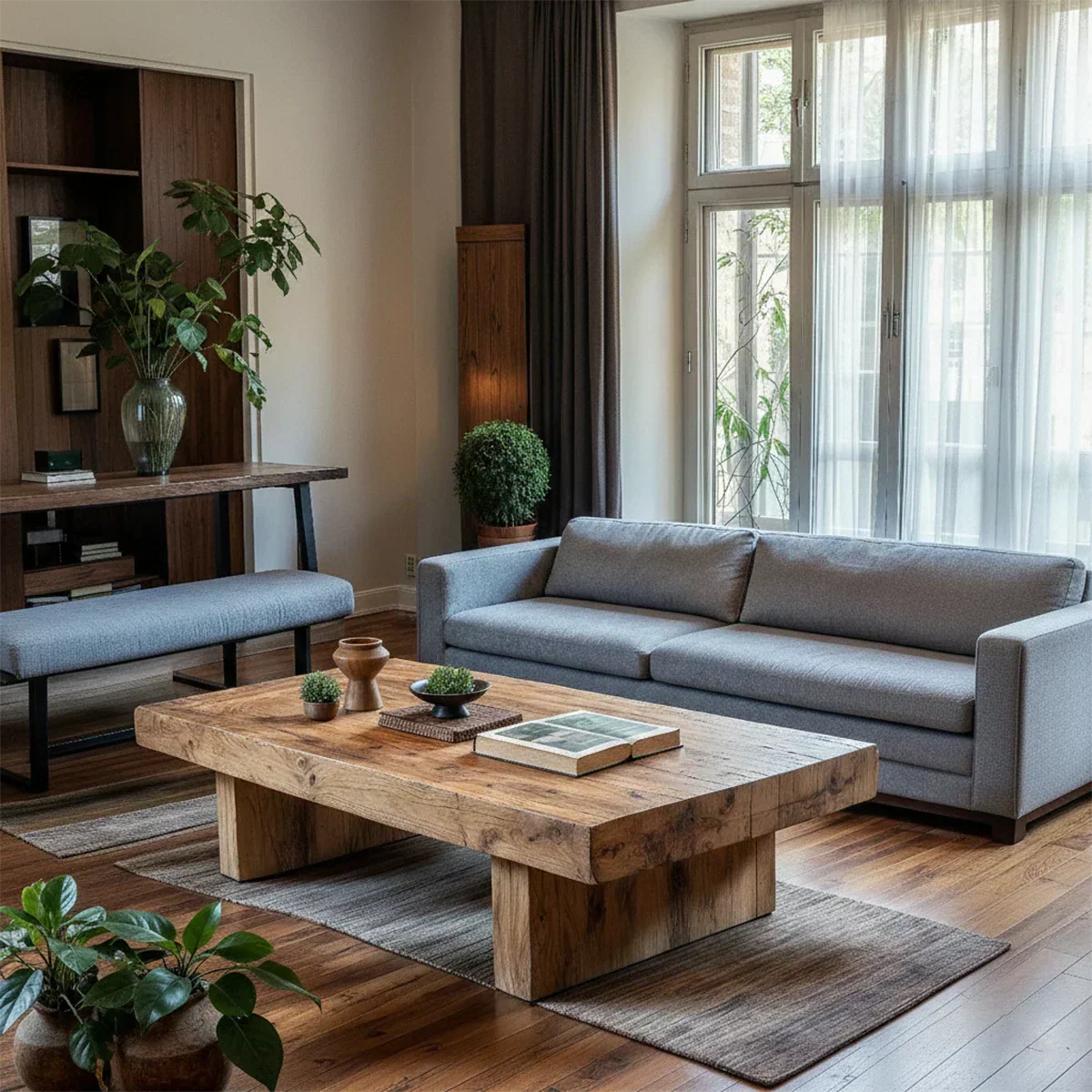 Minimalist Solid Wood Coffee Table – Natural Solid Wood Block Coffee Table - Rustiracraft