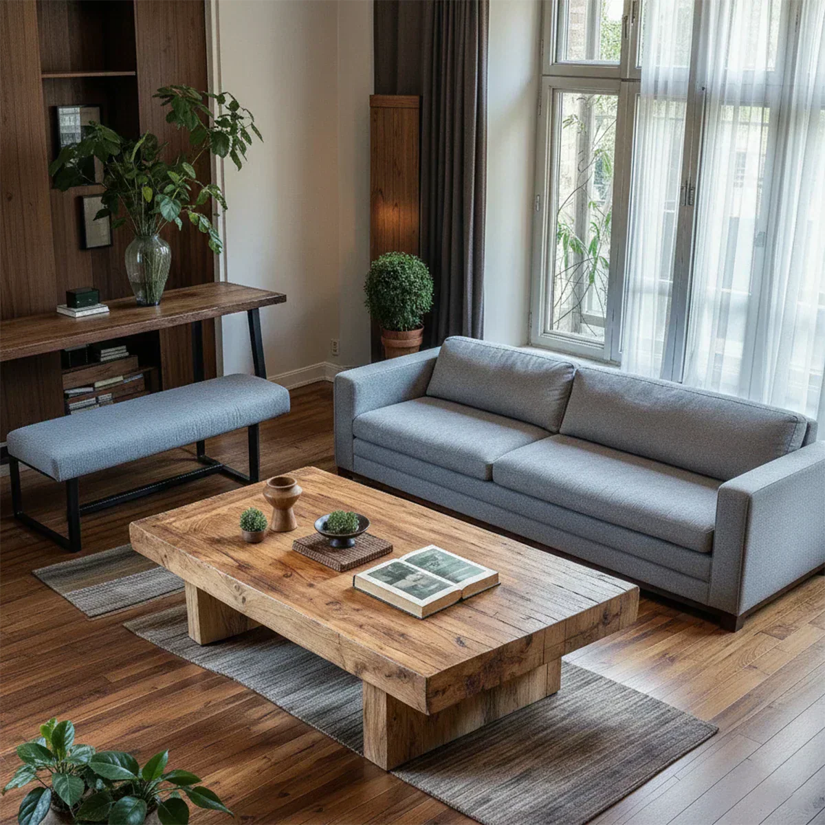 Minimalist Solid Wood Coffee Table – Natural Solid Wood Block Coffee Table - Rustiracraft