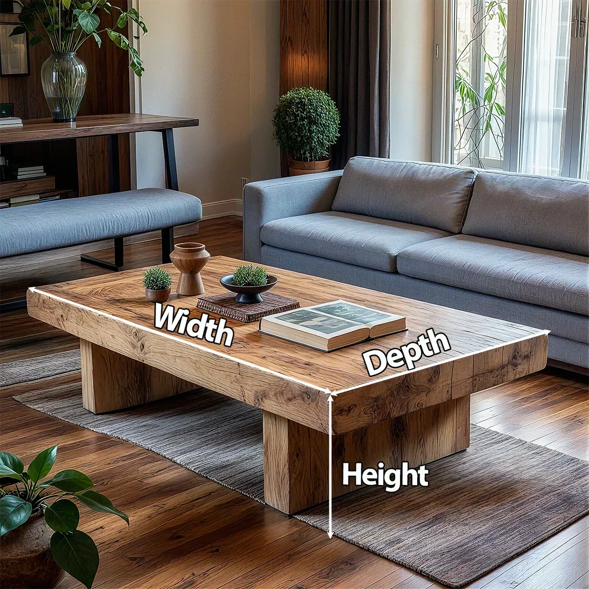 Minimalist Solid Wood Coffee Table – Natural Solid Wood Block Coffee Table - Rustiracraft