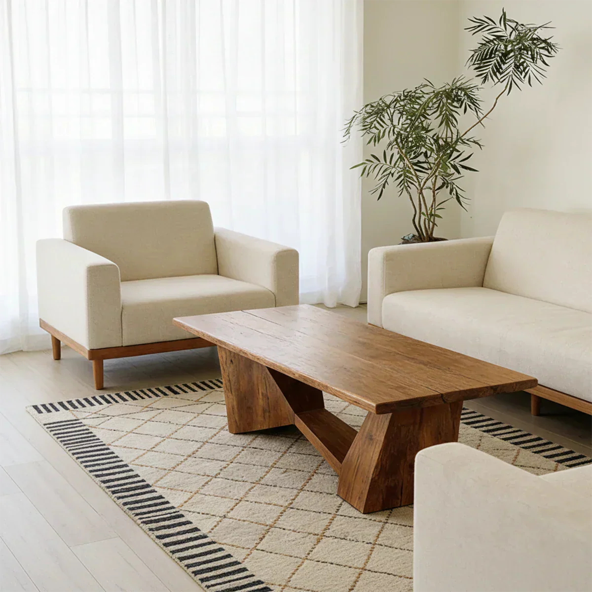 Minimalist Solid Wood Coffee Table – Natural Wood Slab Coffee Table - Rustiracraft