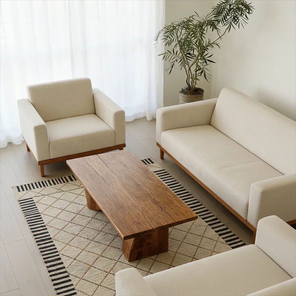 Minimalist Solid Wood Coffee Table – Natural Wood Slab Coffee Table - Rustiracraft