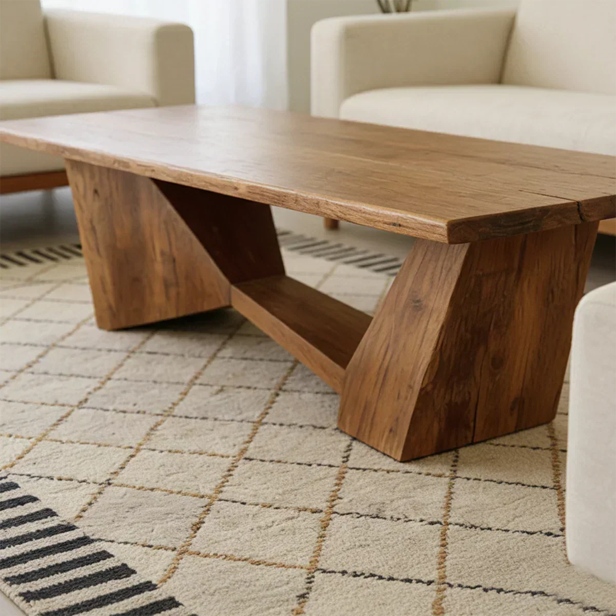 Minimalist Solid Wood Coffee Table – Natural Wood Slab Coffee Table - Rustiracraft