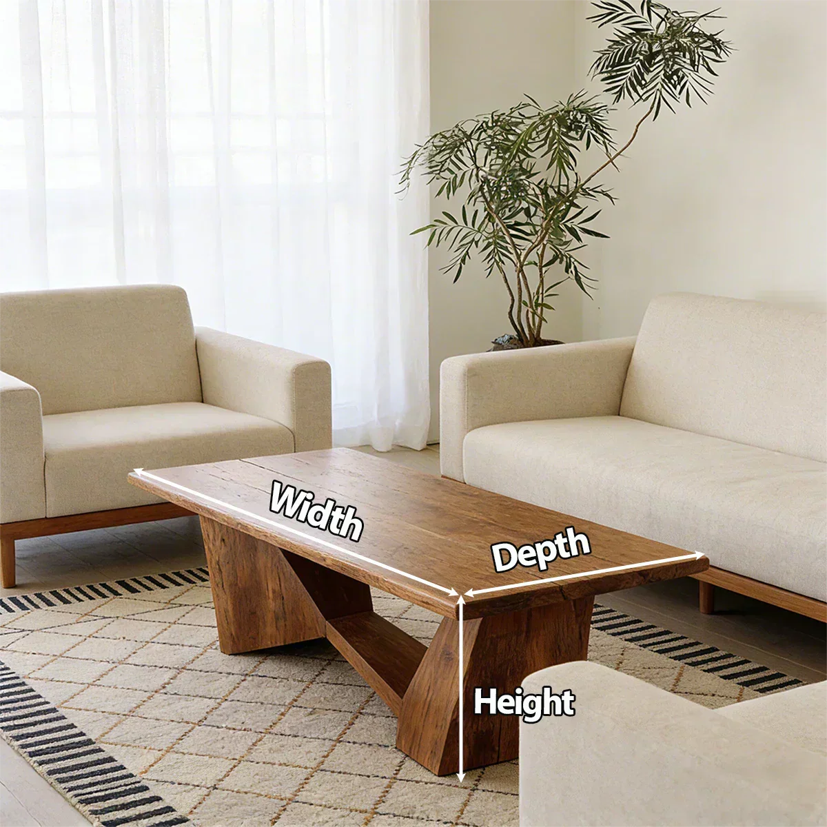 Minimalist Solid Wood Coffee Table – Natural Wood Slab Coffee Table - Rustiracraft