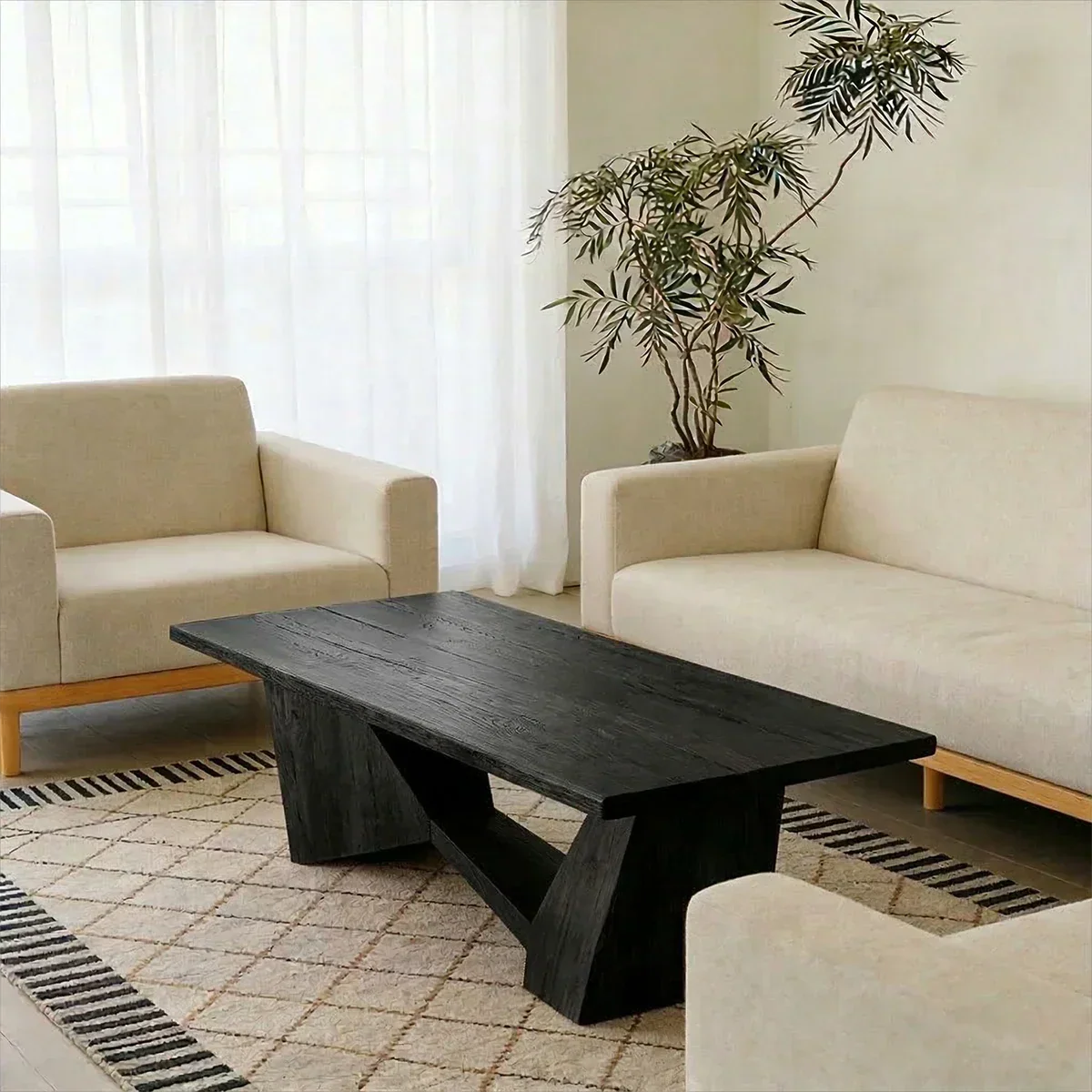Minimalist Solid Wood Coffee Table – Natural Wood Slab Coffee Table - Rustiracraft