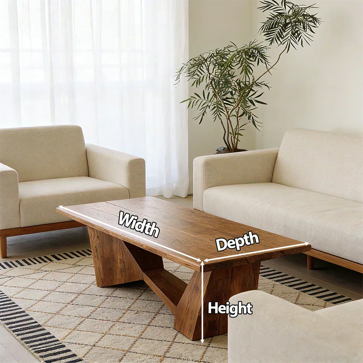Minimalist Solid Wood Coffee Table – Natural Wood Slab Coffee Table - Rustiracraft