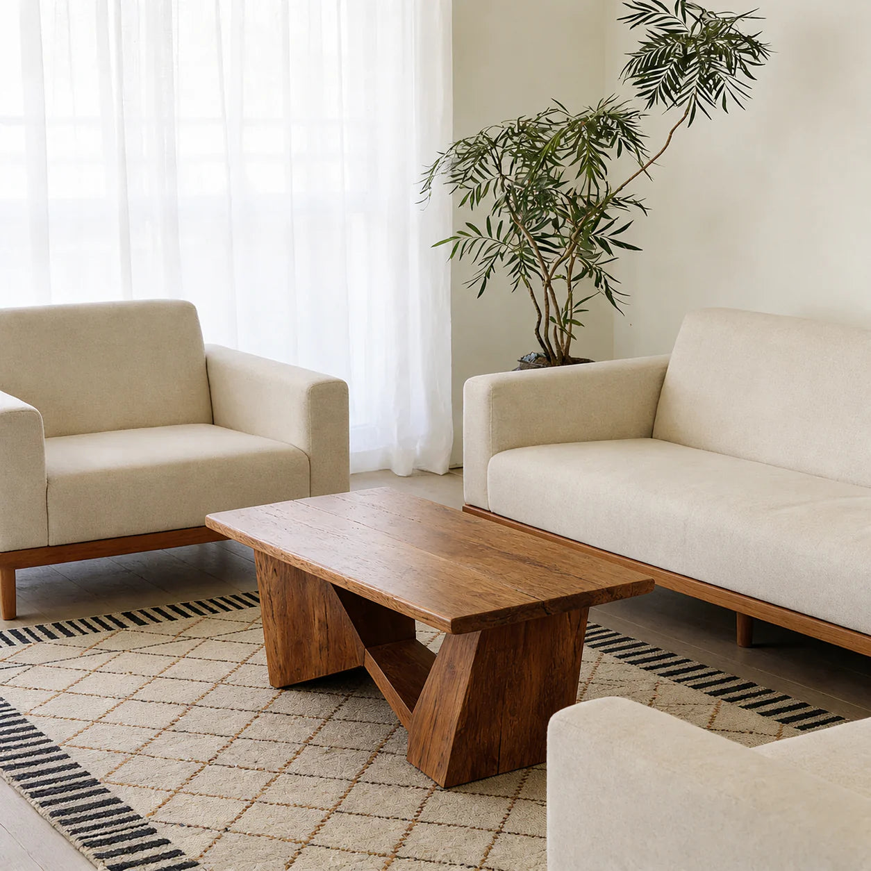 Minimalist Solid Wood Coffee Table – Natural Wood Slab Coffee Table - Rustiracraft