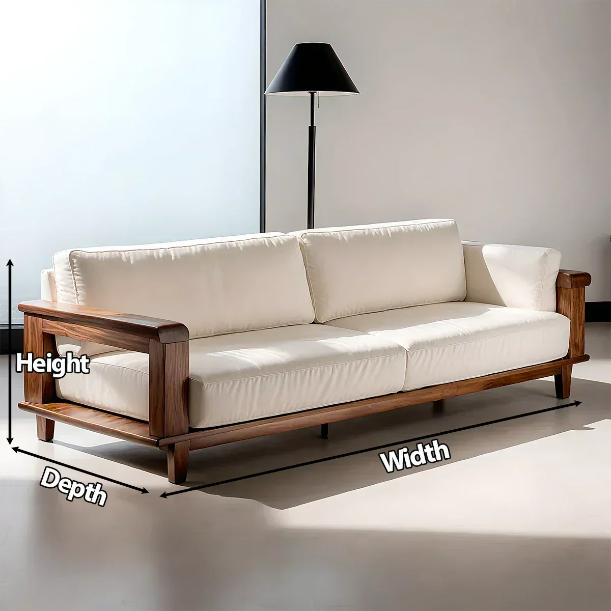 Modern Cotton Sofa with Solid Wood Arm Details - Rustiracraft
