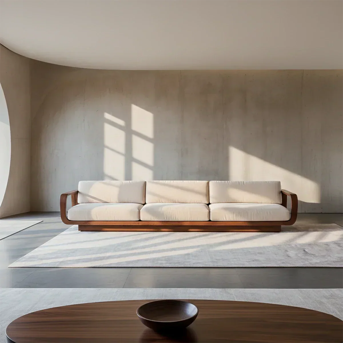 Modern Extra-Long Cotton Sofa with Solid Wood Frame - Rustiracraft