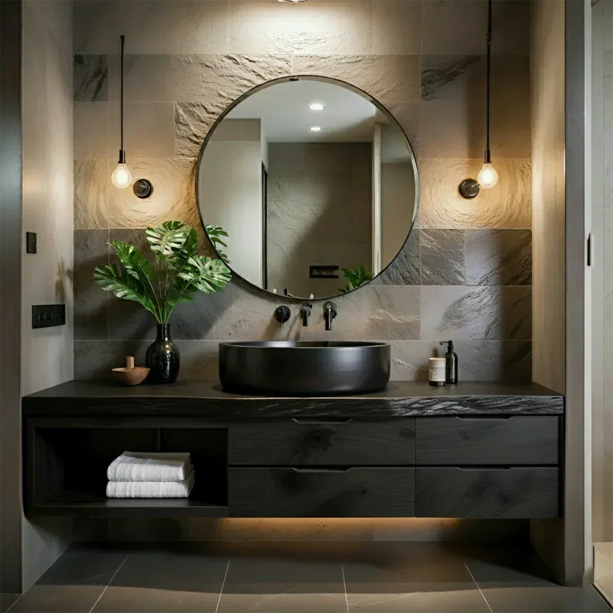 Modern Floating Natural Solid Wood Bathroom Vanity - Rustiracraft