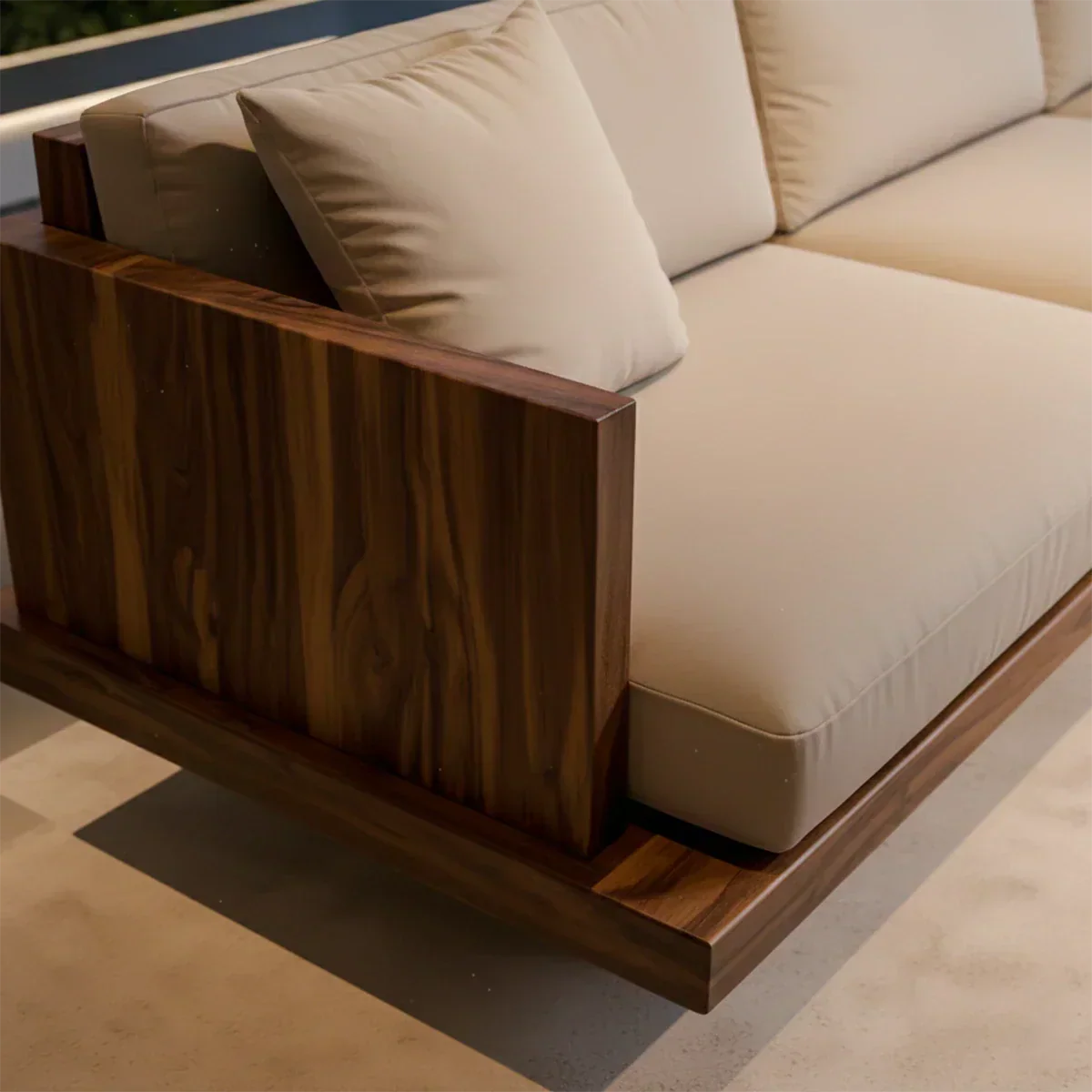 Modern Low-Profile Cotton Sofa with Solid Wood Base - Rustiracraft