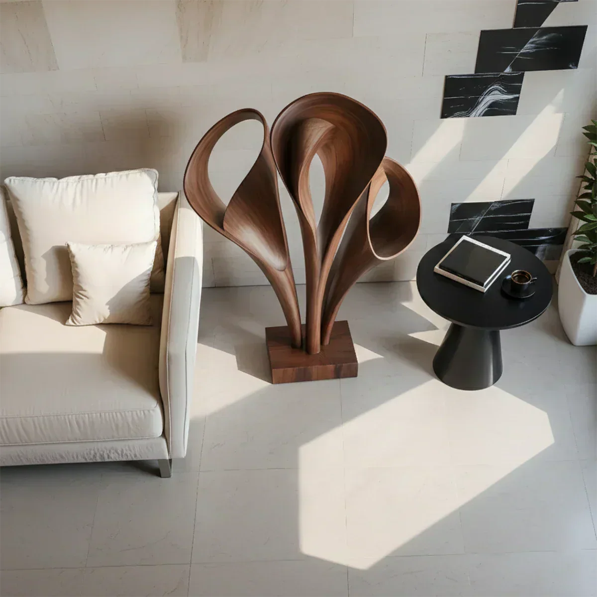 Modern Petal-Form Abstract Sculpture for Artistic Interiors - Rustiracraft