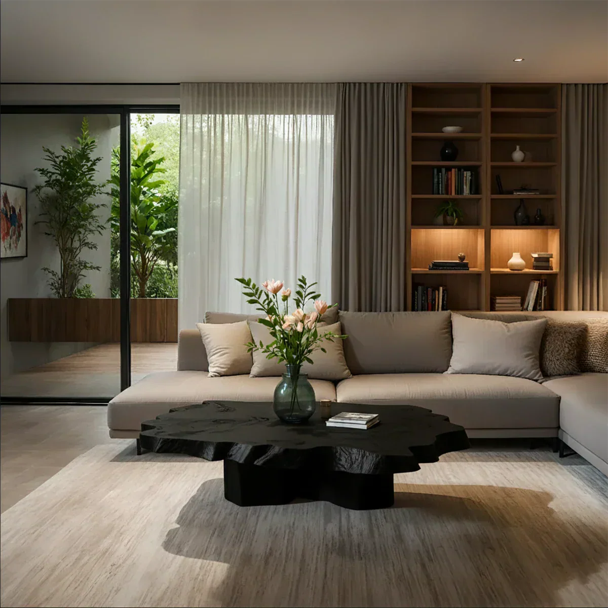 Natural Edge Solid Wood Coffee Table – Sculptural Japandi Form - Rustiracraft
