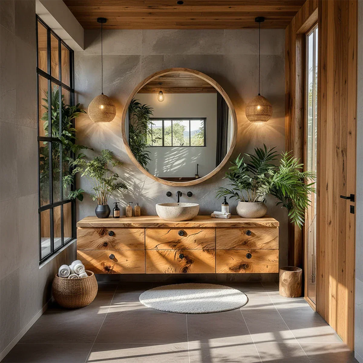 Natural Knotted Wood Floating Vanity - Rustiracraft