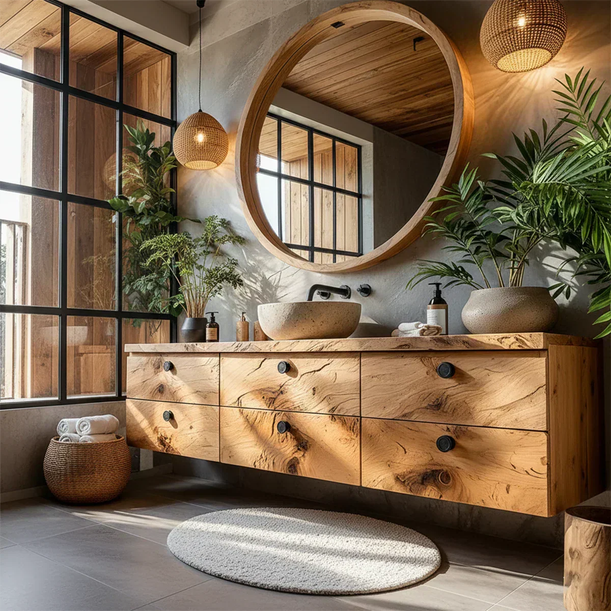 Natural Knotted Wood Floating Vanity - Rustiracraft