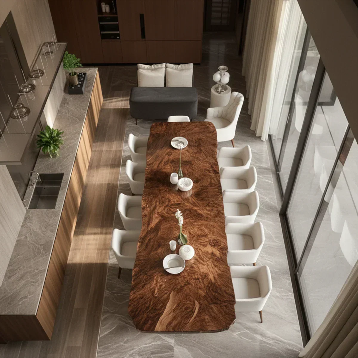 Natural Solid Wood Dining Table in Contemporary Luxury Style - Rustiracraft