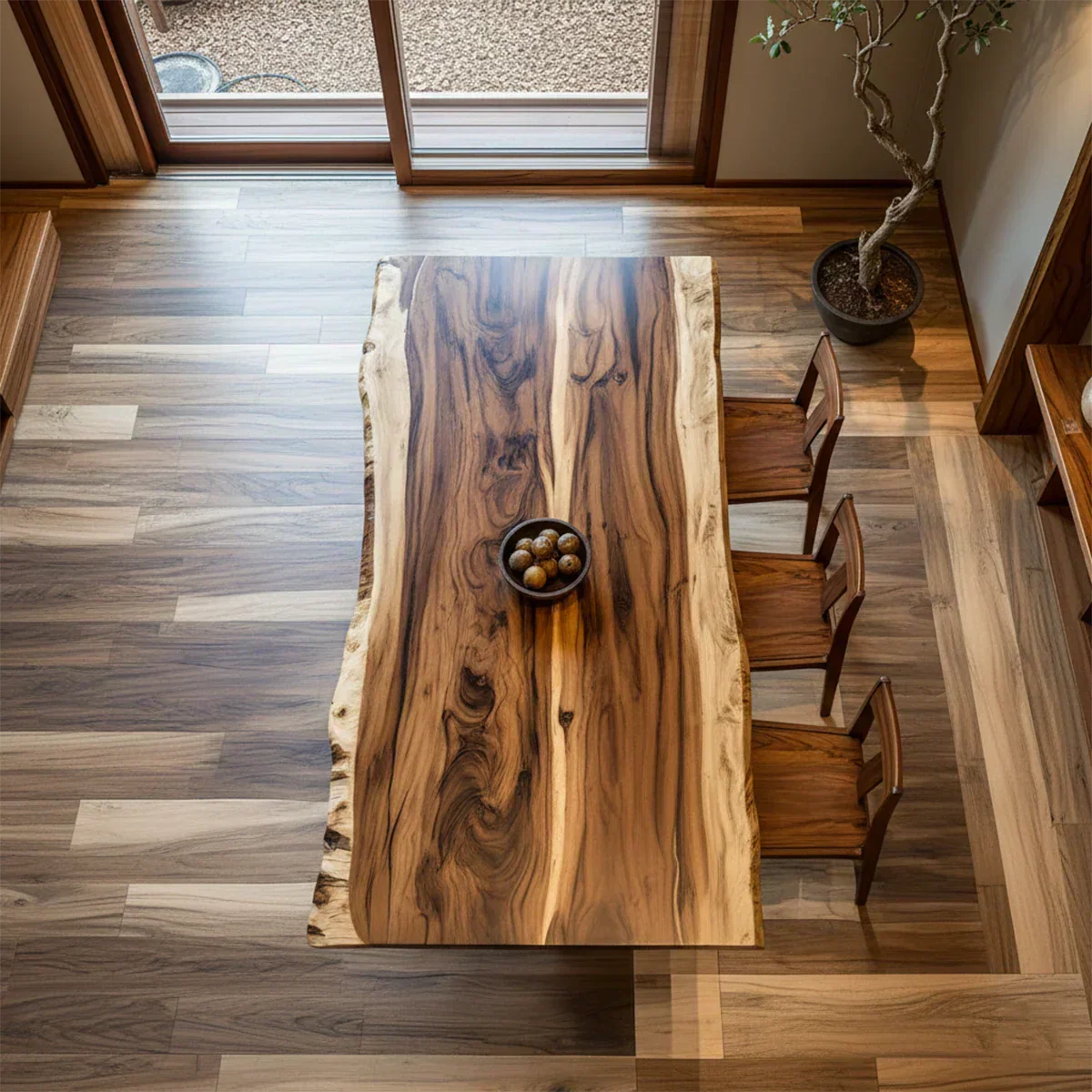 Natural Solid Wood Dining Table in Japandi Rustic Luxury Style – A Warm - Rustiracraft