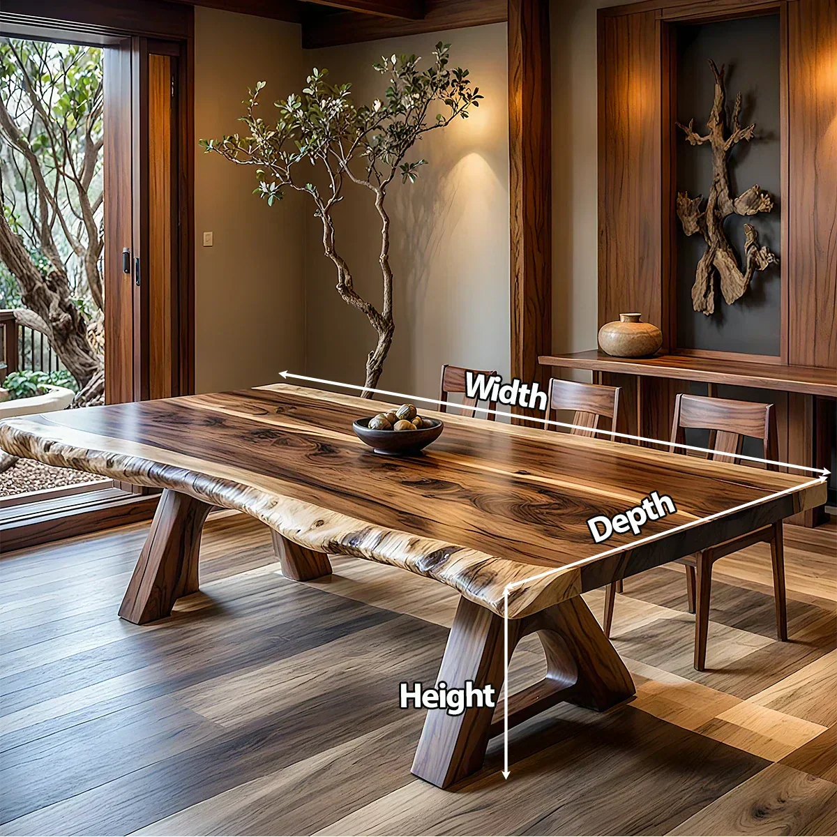 Natural Solid Wood Dining Table in Japandi Rustic Luxury Style – A Warm - Rustiracraft