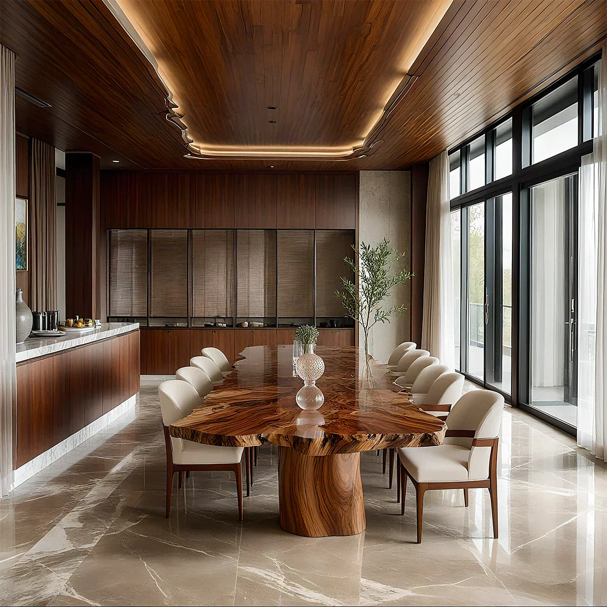 Natural Solid Wood Dining Table in Modern Luxury Style - Rustiracraft