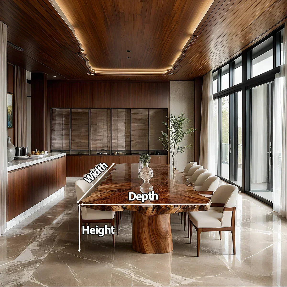 Natural Solid Wood Dining Table in Modern Luxury Style - Rustiracraft