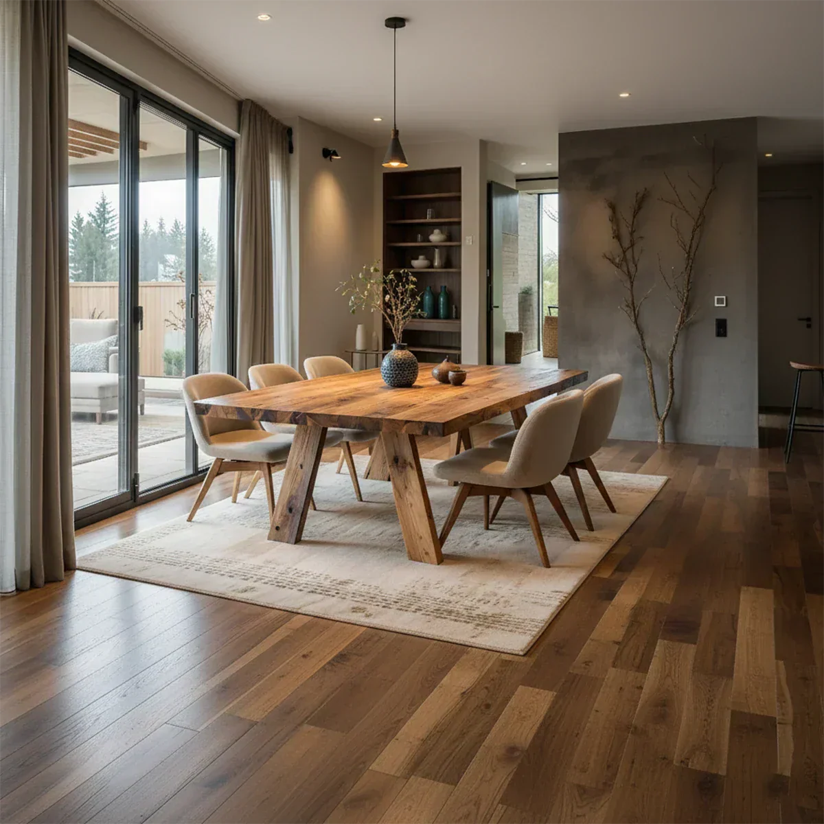 Natural Solid Wood Dining Table in Rustic Luxury Style – A Warm, Handcrafted Centerpiece - Rustiracraft