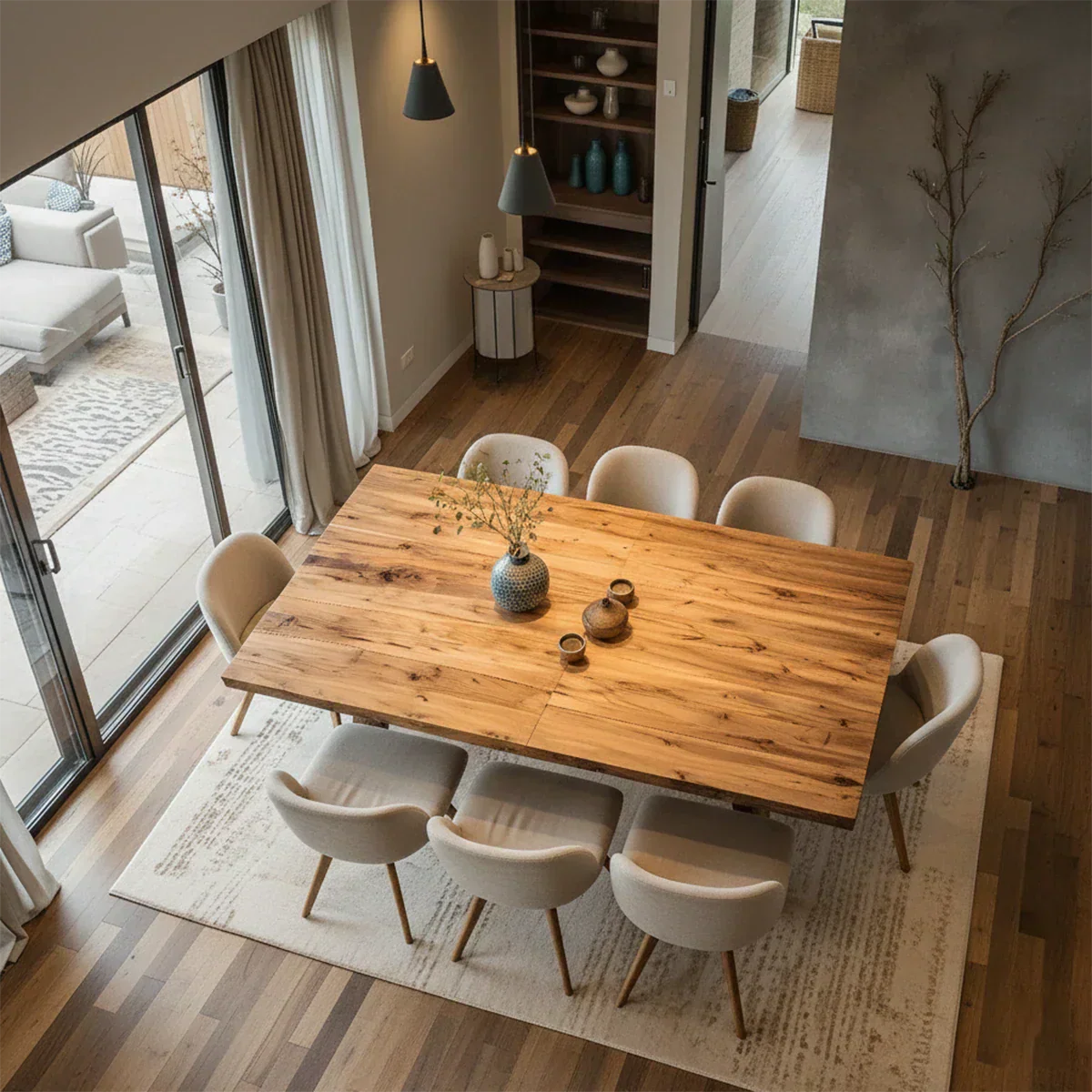 Natural Solid Wood Dining Table in Rustic Luxury Style – A Warm, Handcrafted Centerpiece - Rustiracraft