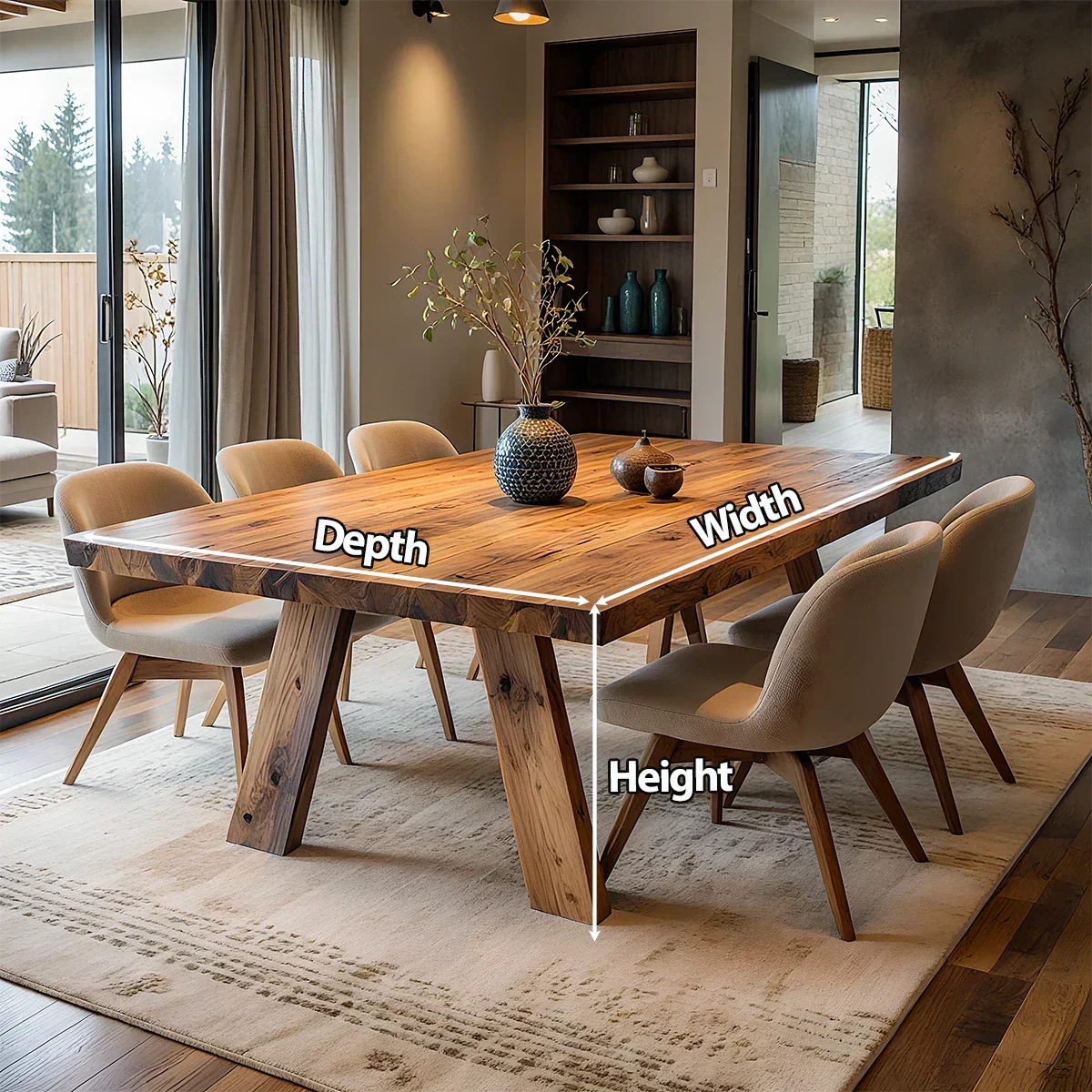 Natural Solid Wood Dining Table in Rustic Luxury Style – A Warm, Handcrafted Centerpiece - Rustiracraft