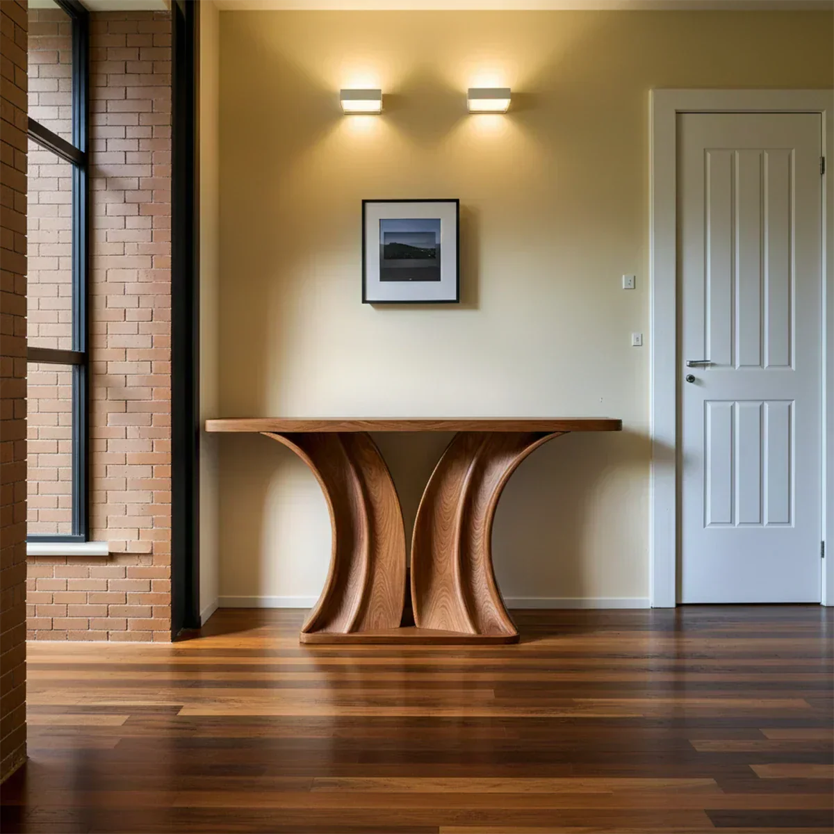 Natural Solid Wood Dual-Sculpt Form Console Table in Modern Luxury Style - Rustiracraft