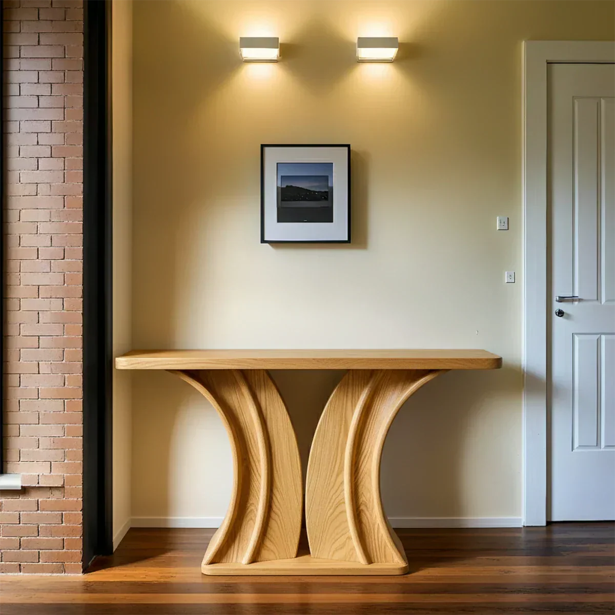 Natural Solid Wood Dual-Sculpt Form Console Table in Modern Luxury Style - Rustiracraft
