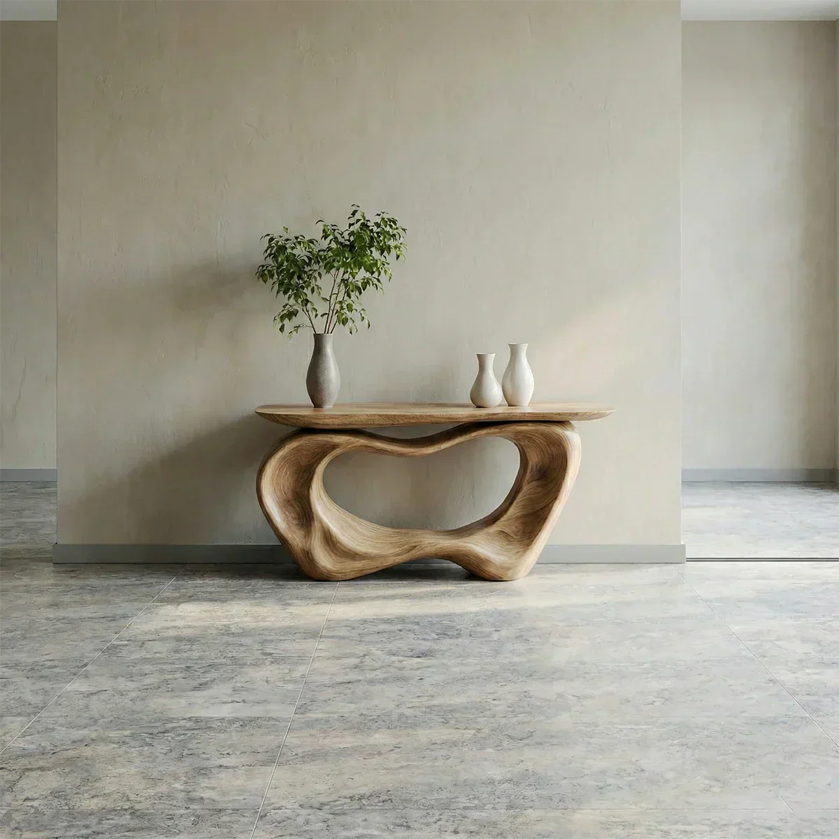Natural Solid Wood Japandi Artistic Flow Console Table - Rustiracraft
