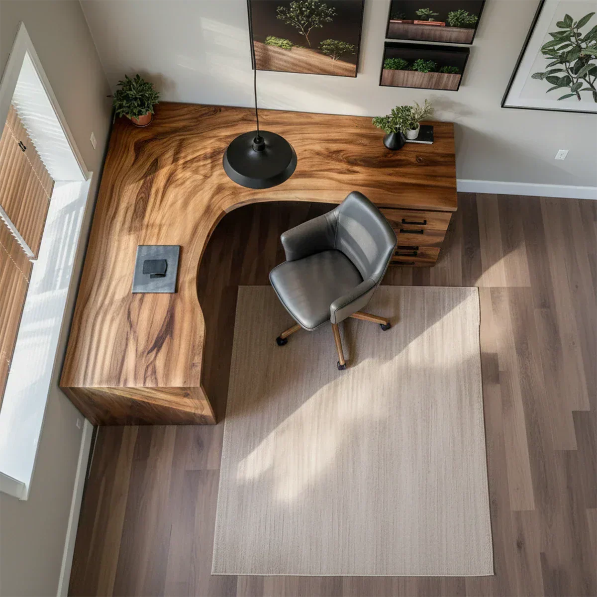 Natural Solid Wood L-Shape Desk with Integrated Storage - Rustiracraft
