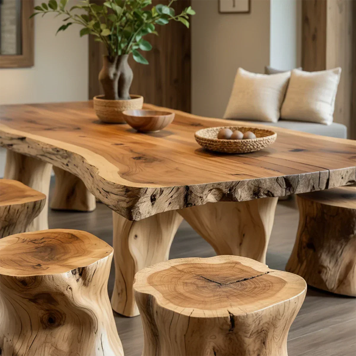 Natural Solid Wood Live-Edge Dining Table - Rustiracraft