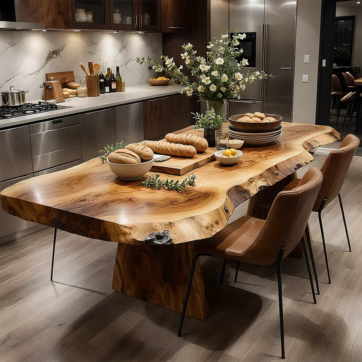 Natural Solid Wood Live-Edge Dining Table - Rustiracraft