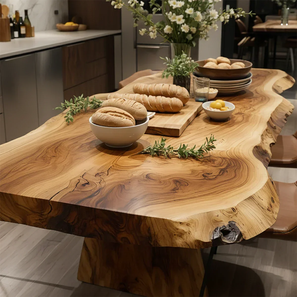 Natural Solid Wood Live-Edge Dining Table - Rustiracraft